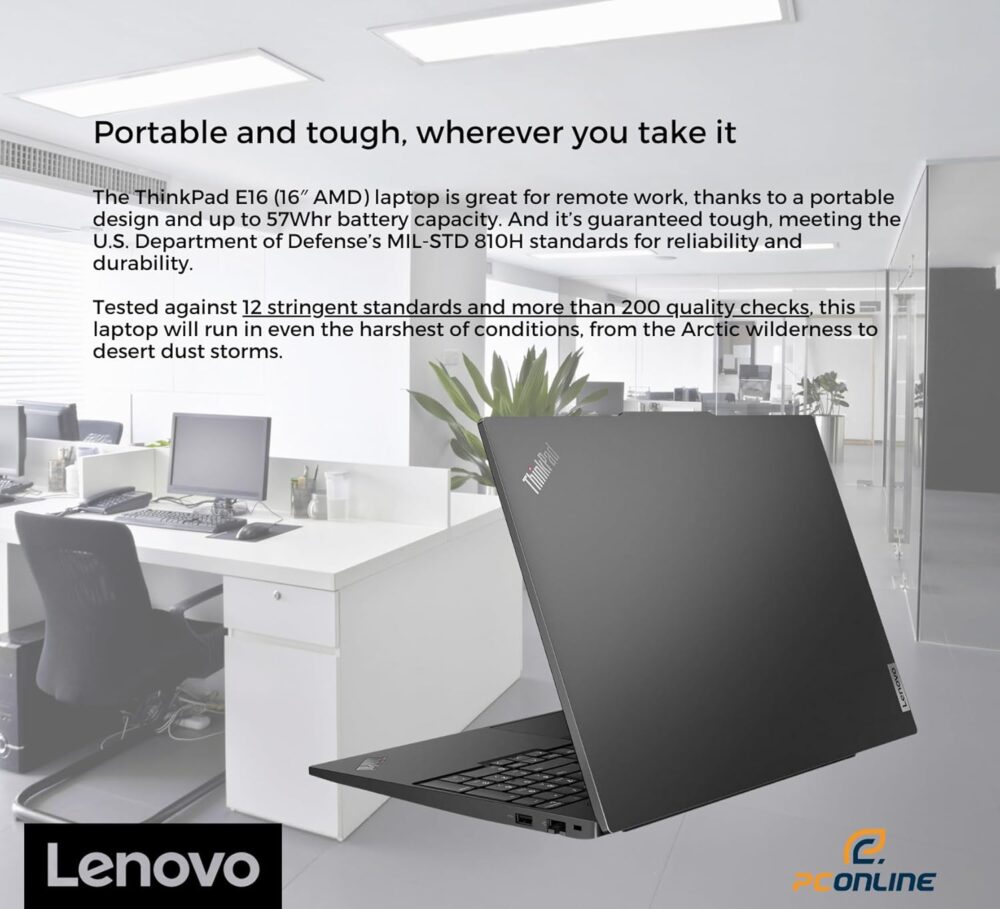 Lenovo ThinkPad E16 Business Laptop, 16" WUXGA Display, AMD Ryzen 7 7730U (Beat Intel 13th i5-1335U), 40GB RAM, 2TB PCIe SSD, Webcam, HDMI, RJ-45, Fingerprint Reader, Wi-Fi 6, Windows 11 Pro, Black - Image 5