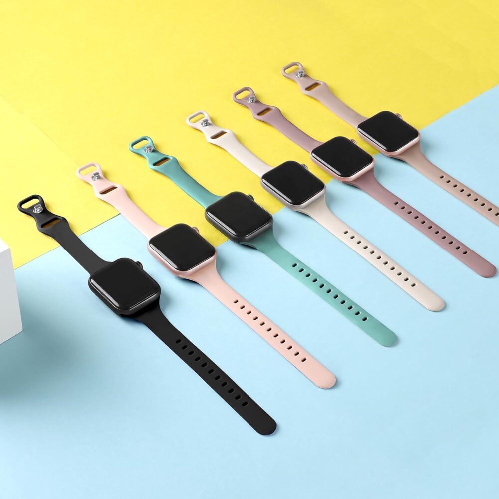 6 Pack Thin Slim Bands Compatible with Apple Watch 38mm 40mm 41mm 42mm 44mm 45mm 46mm 49mm Women Men, Replacement Soft Silicone Sport Strap for iWatch Series 10/9/8/7/6/5/4/3/2/1 Ultra SE - Image 3