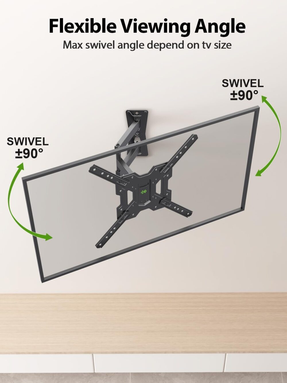 USX MOUNT UL Listed Full Motion TV Mount, Swivel Articulating Tilt TV Wall Mount for 26-55Inch LED, 4K, Wall Mount Bracket with VESA 400x400mm Up to 77lbs, Perfect Center Design -XMM006-1 - Image 5