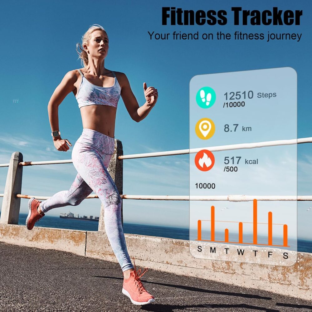 Smart Watch for Women Men, 1.96" Fitness Tracker Running Watch (Answer/Make Call), IP68 Waterproof, Pedometer, Sleep/Step/Activity/Heart Rate Monitor, 110+ Sport Modes Smartwatch for Adroid iOS, Pink - Image 4