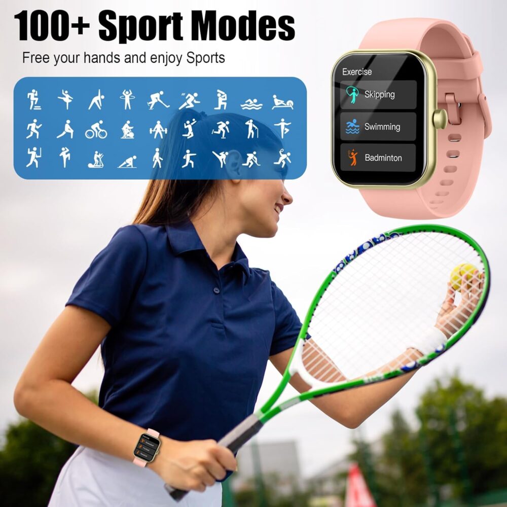 Smart Watch for Women Men, 1.96" Fitness Tracker Running Watch (Answer/Make Call), IP68 Waterproof, Pedometer, Sleep/Step/Activity/Heart Rate Monitor, 110+ Sport Modes Smartwatch for Adroid iOS, Pink - Image 6