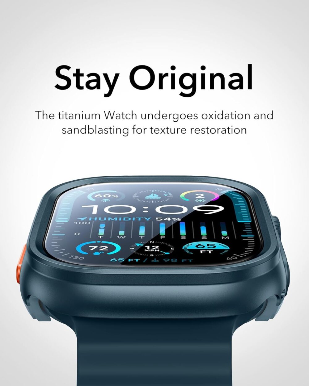 ESR for Apple Watch Ultra 2/1 Case with Screen Protector 49mm (2024/2023/2022), Military Grade Protection, Aluminum Alloy Case with 2 Pack Armorite Glass Protector Set, Stay Original, Blue - Image 6