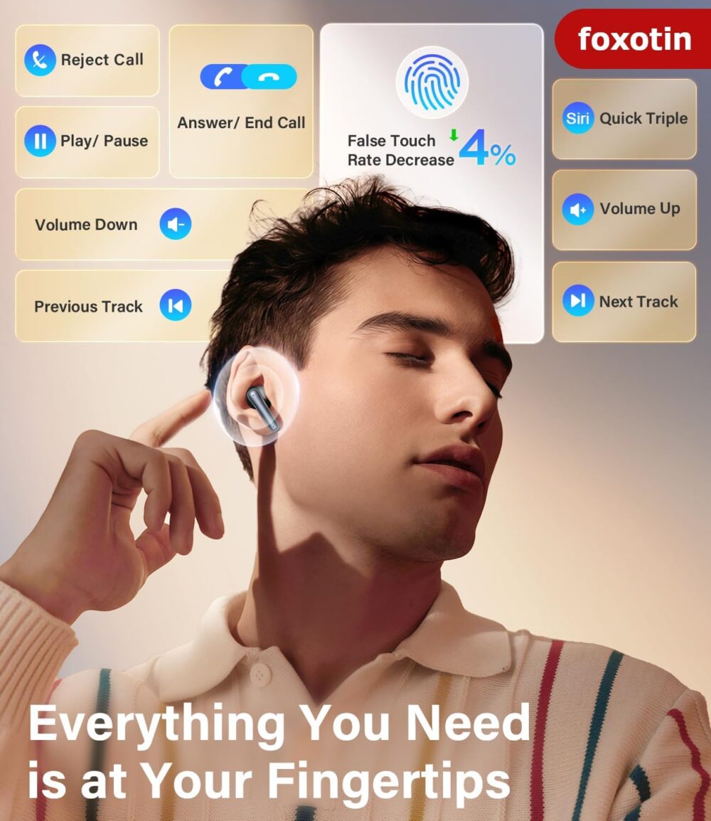 Ear Buds Wireless Earbuds - Bluetooth 5.3 Headphones (48H Playback) Built in Mic with LED Display Charging Case, IP7 Waterproof Earphone for iPhone Andriod Phones Laptop Sports Workout - Black - Image 6