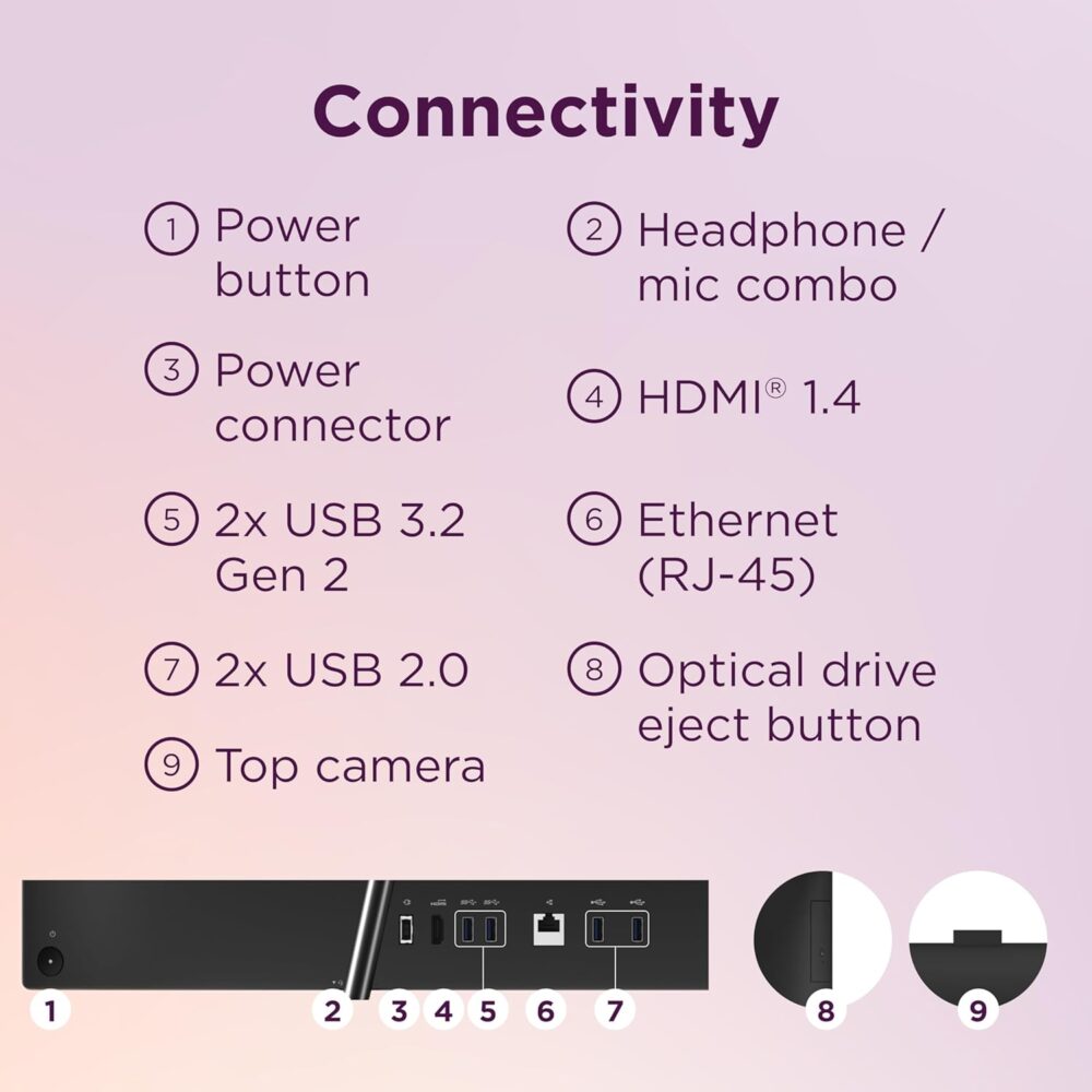 Lenovo IdeaCentre AIO 3i, All-in-One Desktop Computer, Intel Core i3-1215U, 23.8" FHD 250nits, Intel UHD Graphics, 8GB DDR4, 512GB SSD, Wireless Keyboard & Mouse Combo, Windows 11 Home, Black - Image 6