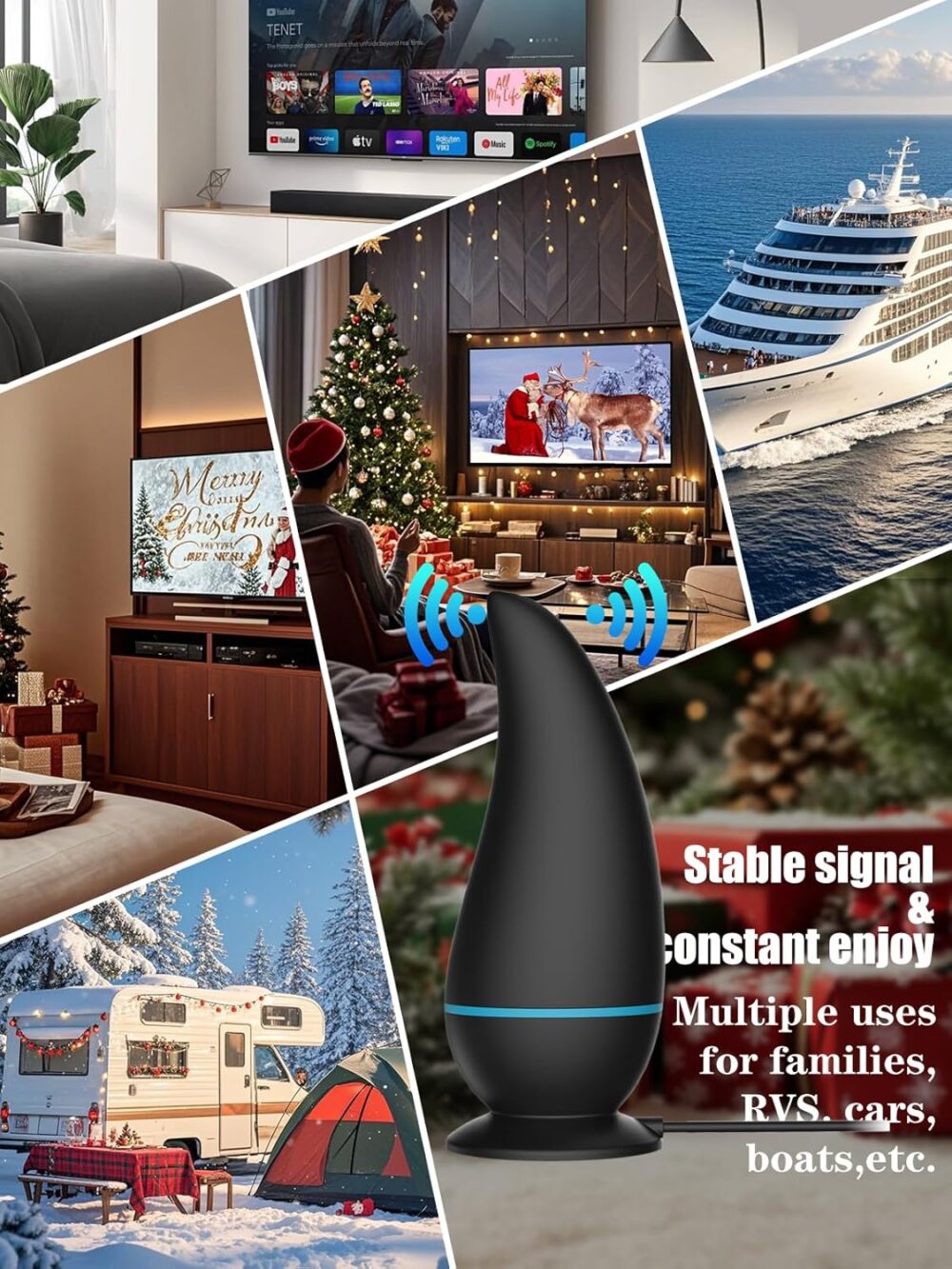 2025 TV Antenna Signal Enhance with 800+ Miles Range Supports 1080p 4K for HDTV Cable, Smart TV, Older TVs, 18ft HDTV Cable for Free Channel - Image 6