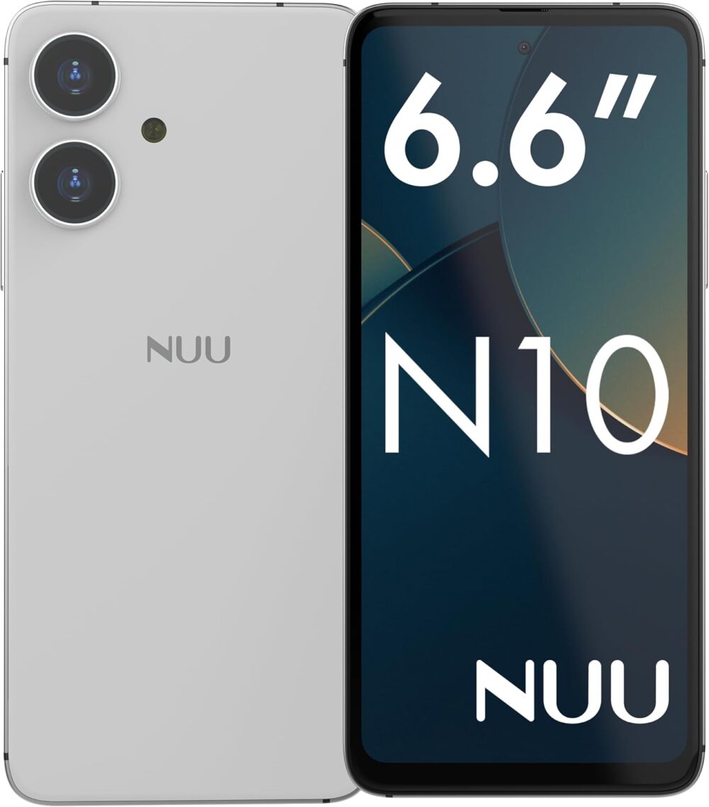 NUU N10 Basic Cell Phone for T-Mobile, Mint, Metro, Qlink, Tello and More 4GB/128GB, Perfect for Teenagers, Dual SIM 4G, Octa-Core 6.6" 90Hz HD+, Unlocked Phones Android Phone 14, US Warranty (White) - Image 2