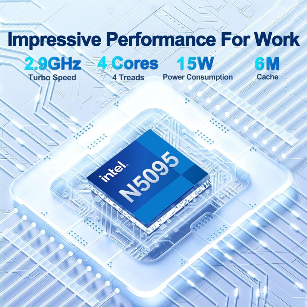 2025 Latest 15.6'' Laptop Windows 11, 8GB RAM 256GB SSD, Intel Quad-Core Processor N5095, 1080P FHD Display, Backlit Keyboard, Fingerprint, Webcam, USB3.2, Mini-HDMI, WiFi5, BT, TF Card Slot - Image 3