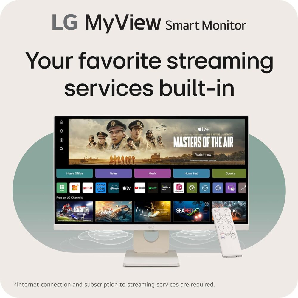LG 25SR50F-W Smart Monitor 25-Inch (1920x1080) IPS Display, webOS, ThinQ Home Dashboard, ThinQ App, Remote Control, x2 Built-in Speakers, AirPlay 2 Screen Share Bluetooth, White - Image 3