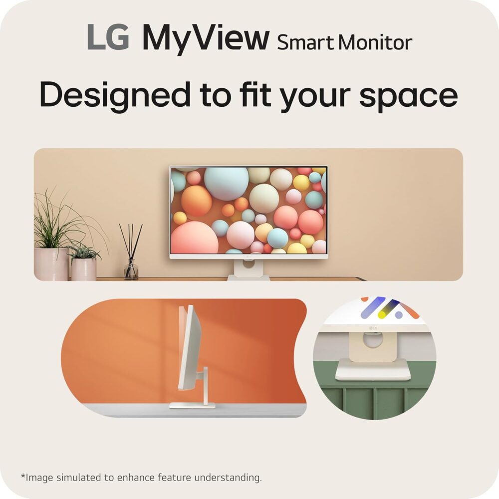 LG 25SR50F-W Smart Monitor 25-Inch (1920x1080) IPS Display, webOS, ThinQ Home Dashboard, ThinQ App, Remote Control, x2 Built-in Speakers, AirPlay 2 Screen Share Bluetooth, White - Image 7