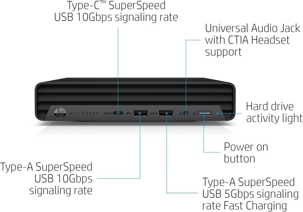 HP EliteDesk 800 G6 Business Mini PC Desktop Computer, Intel Hexa-Core i5-10400 (Beat i7-8700), 32GB DDR4 RAM, 1TB PCIe SSD, WiFi, Bluetooth, Type-C, Keyboard & Mouse, Windows 11 Pro, Tilsiy Cable - Image 3