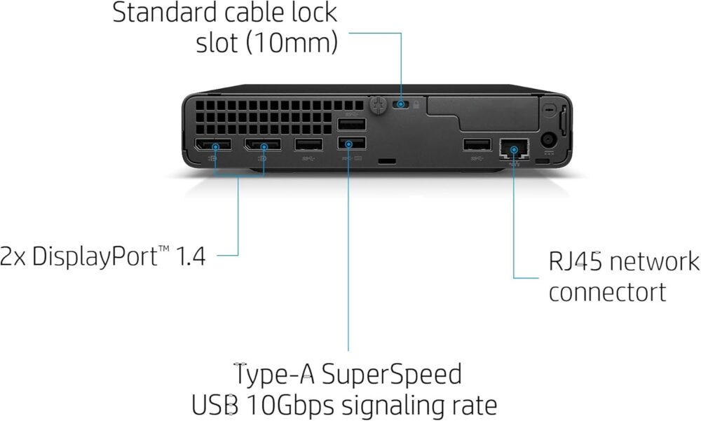HP EliteDesk 800 G6 Business Mini PC Desktop Computer, Intel Hexa-Core i5-10400 (Beat i7-8700), 32GB DDR4 RAM, 1TB PCIe SSD, WiFi, Bluetooth, Type-C, Keyboard & Mouse, Windows 11 Pro, Tilsiy Cable - Image 4