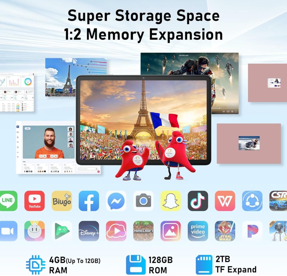 Blackview 10 inch Android Tablet, 2025 Android 15 Tablet with 12(4+8) GB+128GB 2TB Expand, Dual Speakers and Camera, BT5.3, WiFi 6, Google GMS, 2.0GHz CPU, Support Widevine L1, PC Mode,Gray - Image 6