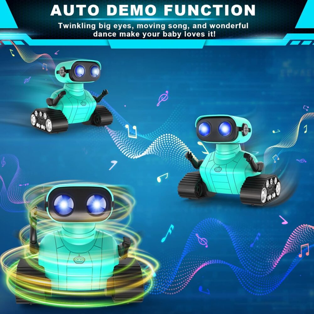 Hamourd Robot Toys - Kids Toys Rechargeable RC Robots, Remote Control Toy with Auto-Demonstration, Flexible Head & Arms, Dance Moves, Music, Shining LED Eyes, for Girls Boys - Image 4