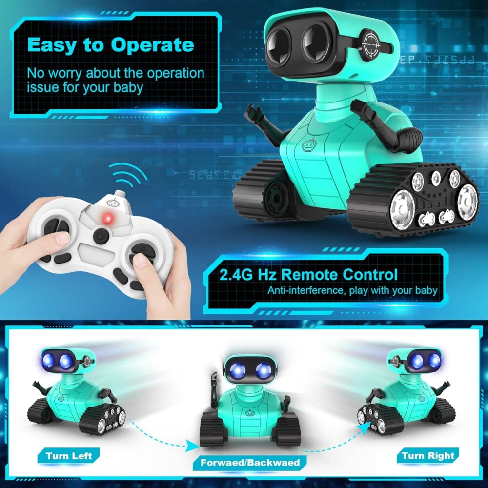 Hamourd Robot Toys - Kids Toys Rechargeable RC Robots, Remote Control Toy with Auto-Demonstration, Flexible Head & Arms, Dance Moves, Music, Shining LED Eyes, for Girls Boys - Image 5