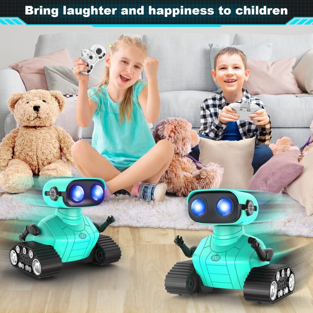 Hamourd Robot Toys - Kids Toys Rechargeable RC Robots, Remote Control Toy with Auto-Demonstration, Flexible Head & Arms, Dance Moves, Music, Shining LED Eyes, for Girls Boys - Image 6