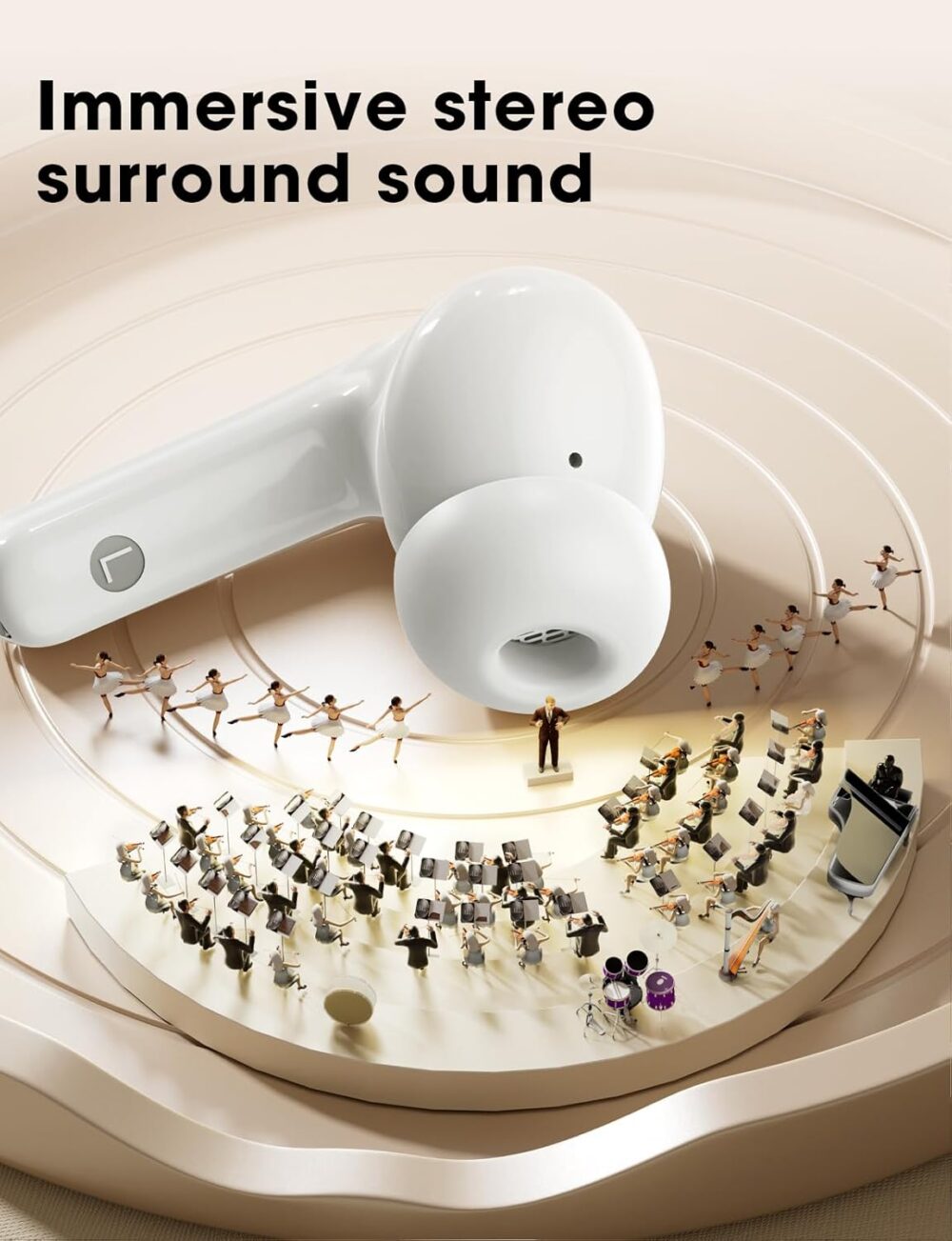 Wireless Earbuds, 2025 Ear Buds with Big Bass Stereo Sound, Lightweight Bluetooth Earbuds with 48 Hours Playtime, in-Ear Fit Earphones, IPX7, Hands-Free Calls with AI for iPhone, Android, Pad - Image 3