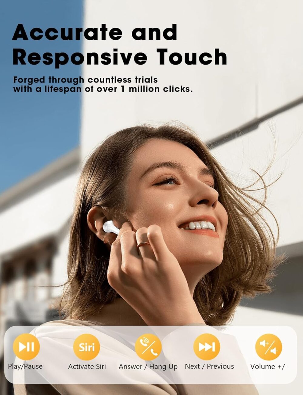 Wireless Earbuds, 2025 Ear Buds with Big Bass Stereo Sound, Lightweight Bluetooth Earbuds with 48 Hours Playtime, in-Ear Fit Earphones, IPX7, Hands-Free Calls with AI for iPhone, Android, Pad - Image 8