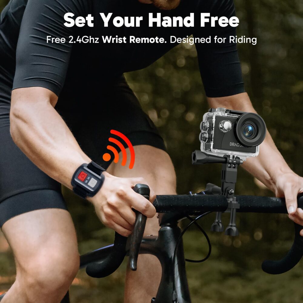 Dragon Touch Action Camera 4K 20MP 30FPS 100FT Waterproof Underwater Camera 170° Wide Angle WiFi Sports Cam with Remote 2 Batteries and Mounting Accessories Kit - Image 7