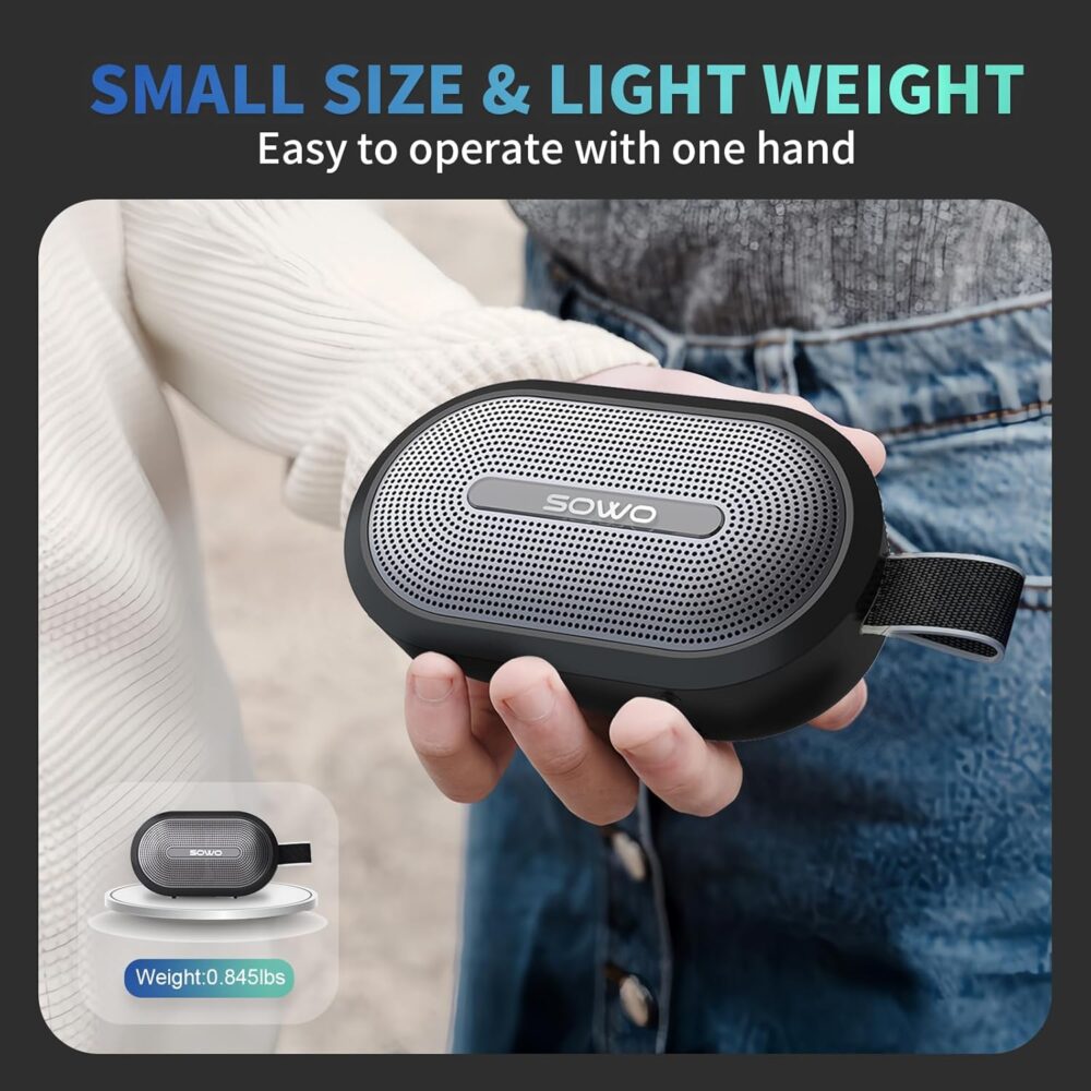 SOWO Wireless Portable Small Speaker, Ultra Magnetic Bluetooth Speaker for Golf Car, Coverless IP67 Waterproof, 24 H Playtime, Pro Sound, for Indoors, Hiking and Golf - Black - Image 4