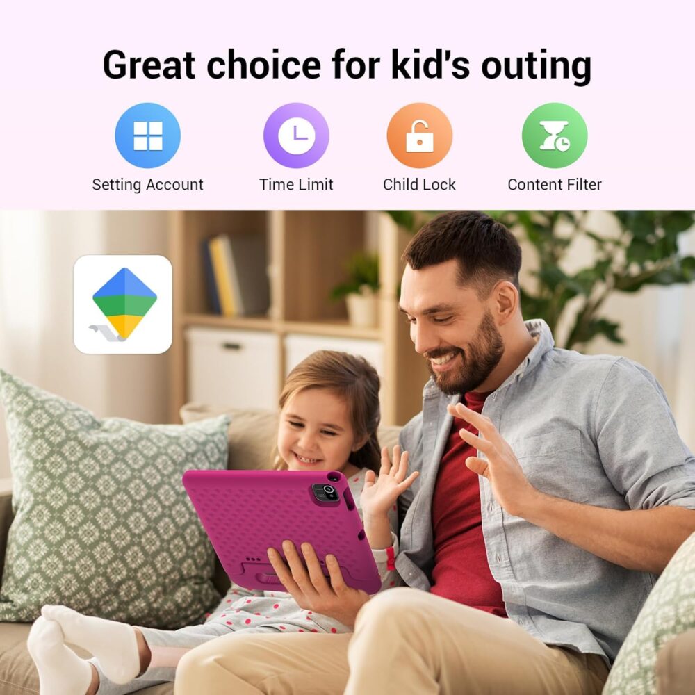 Kids Tablet 10 inch, Android 13 Tablet for Kids with Google Kids Space, Pre-Installed Educational Apps and Parental Control, Gift for Kids, 2+32GB Storage, 5000mAh, EVA Case (Pink) - Image 3
