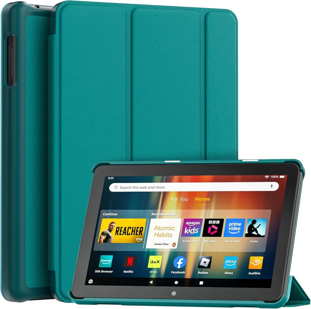New Amazon Fire HD 8 Tablet Case (12th/10th Generation, 2024/2022/2020 Release), Lainergie Slim Light Smart Trifold Stand PU Lether Cover with Auto Wake/Sleep Incompatible with Alcatel TCL, Emerald - Image 2