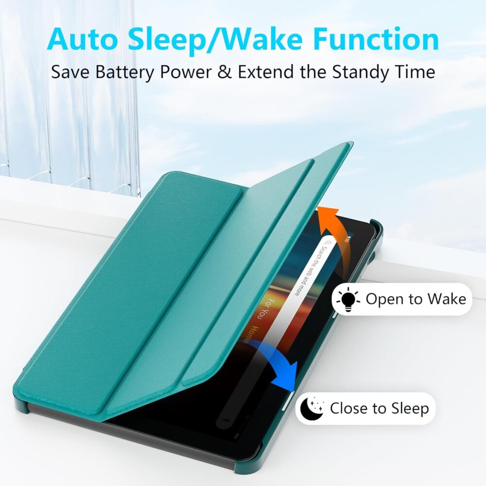 New Amazon Fire HD 8 Tablet Case (12th/10th Generation, 2024/2022/2020 Release), Lainergie Slim Light Smart Trifold Stand PU Lether Cover with Auto Wake/Sleep Incompatible with Alcatel TCL, Emerald - Image 5
