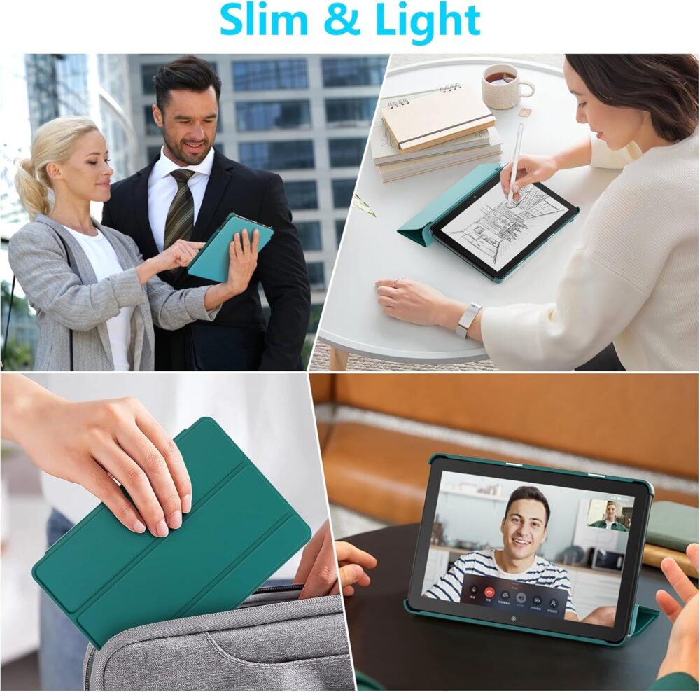 New Amazon Fire HD 8 Tablet Case (12th/10th Generation, 2024/2022/2020 Release), Lainergie Slim Light Smart Trifold Stand PU Lether Cover with Auto Wake/Sleep Incompatible with Alcatel TCL, Emerald - Image 7