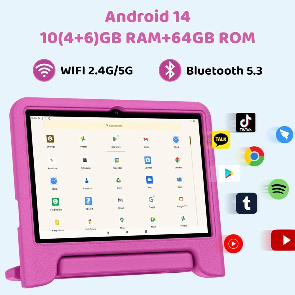 2025 Upgraded Android 14 Tablet, 10inch Kids Tablet , Octa-core CPU, 10GB+64GB+1TB Expand Tablets for Kids with Kids Space, Parental Control, 6000mAh Big Battery, HD Touchscreen Display Tableta - Image 4