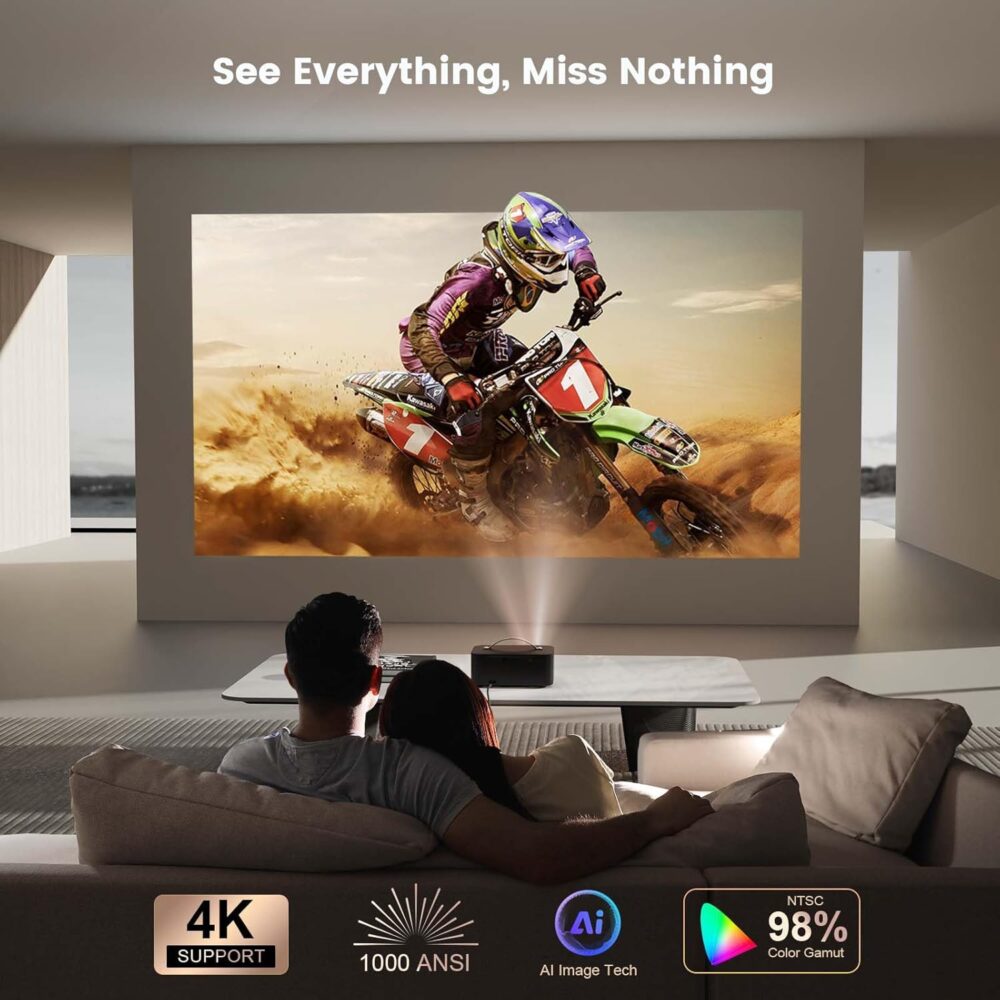 [Netflix-Licensed/Dolby Audio] Projector-4K with Wifi 6 and Bluetooth, ONOAYO 1000ANSI Native 1080P Built-in Netflix/YouTube/PrimeVideo, Electric Focus& 4D/4P Keystone Portable Smart Outdoor Projector - Image 5