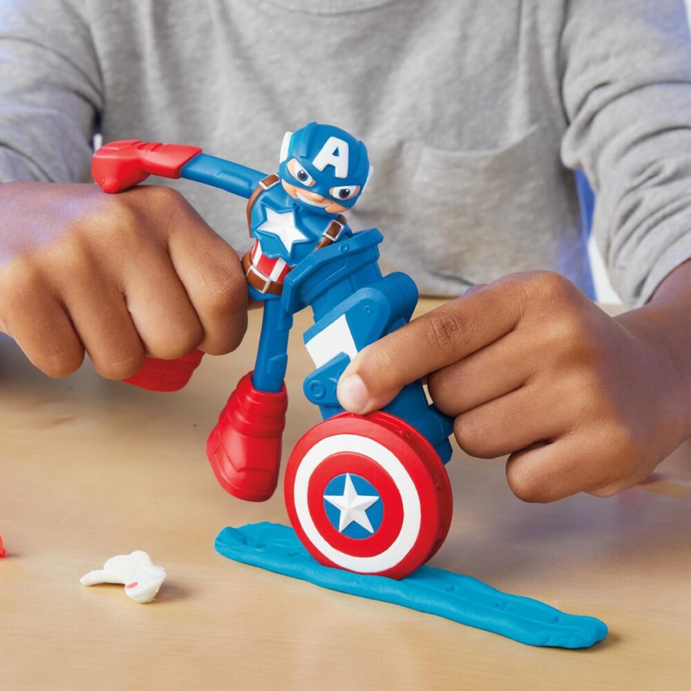 Play-Doh Marvel Hero Adventure Playset, 3 Marvel Action Figures with Wearable Tools, Black Panther, Captain America & Spider-Man Imagination Toys for Boys and Girls Ages 4 and Up - Image 7