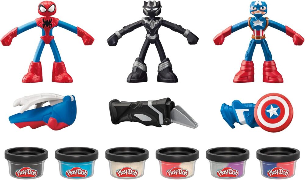 Play-Doh Marvel Hero Adventure Playset, 3 Marvel Action Figures with Wearable Tools, Black Panther, Captain America & Spider-Man Imagination Toys for Boys and Girls Ages 4 and Up - Image 10