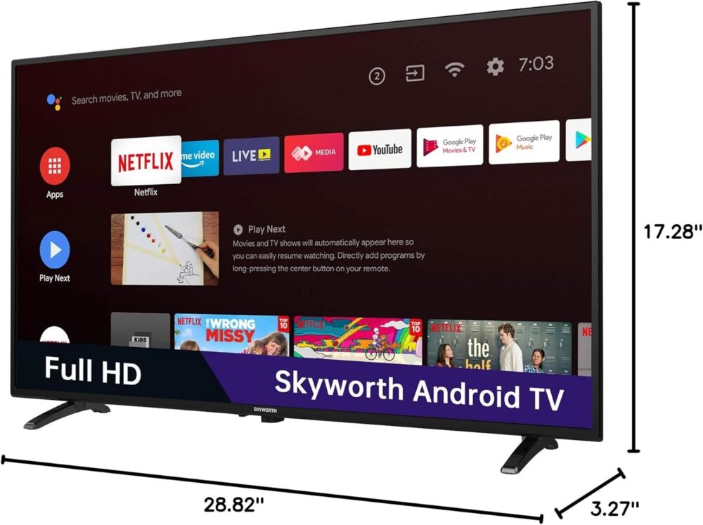 Skyworth 32 inch Smart TV, 720P Roku Google TV with Chromecast Built-in, Android LED TV for Bedroom - S3G - Image 9