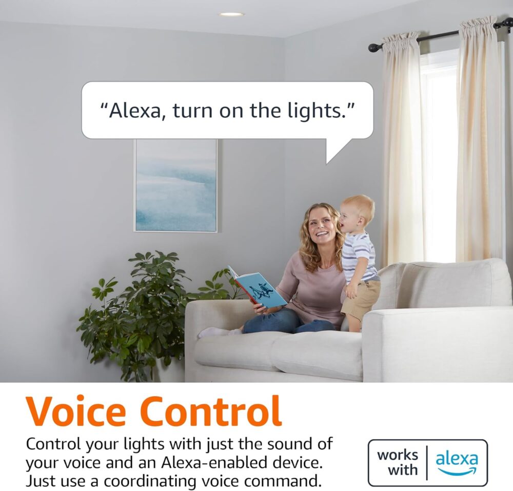 Amazon Basics Smart BR30 LED Light Bulb, Color Changing, 9W (60W Equivalent), 800LM, Works with Alexa Only, 2.4 GHz Wi-Fi, No Hub Required, 1 Pack - Image 4