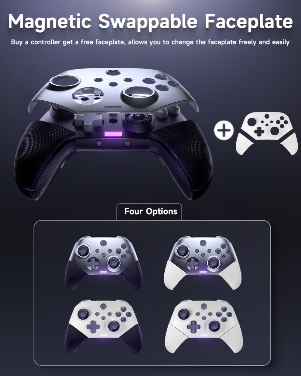 EasySMX X10 Wireless PC Controller with Dual Hall Effect, Bluetooth Controller for PC/Switch/Steam/Android TV, Mobile - Include a White Swappable Faceplate, Compatible with Black Myth: Wukong - Image 3