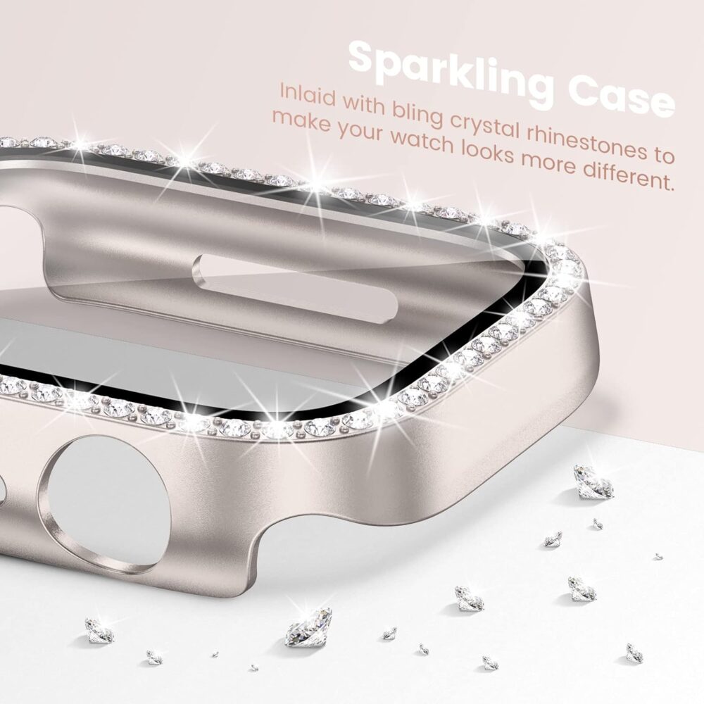 Goton 2-Pack Bling Case for Apple Watch Screen Protector 40mm SE (2nd Gen) Series 6 5 4, Women Glitter Diamond Rhinestone Bumper Face Cover for iWatch Accessories 40 mm - Image 4