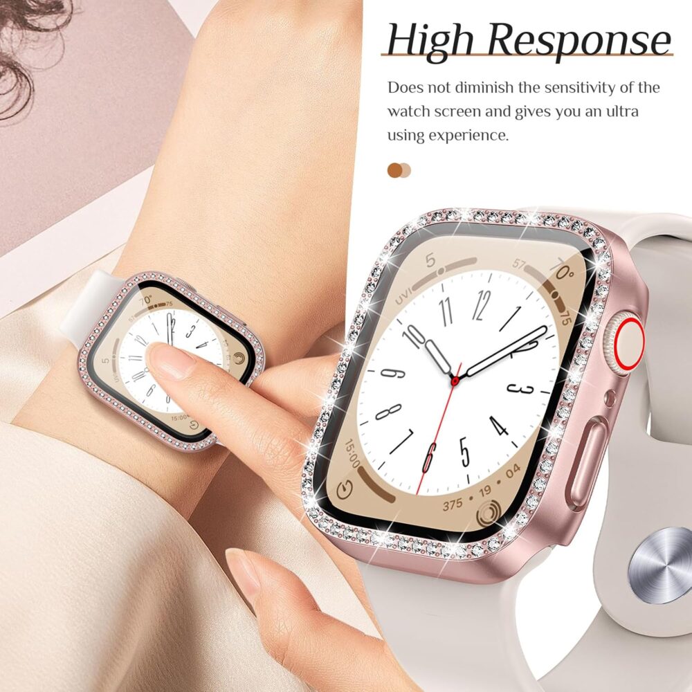 Goton 2-Pack Bling Case for Apple Watch Screen Protector 40mm SE (2nd Gen) Series 6 5 4, Women Glitter Diamond Rhinestone Bumper Face Cover for iWatch Accessories 40 mm - Image 7