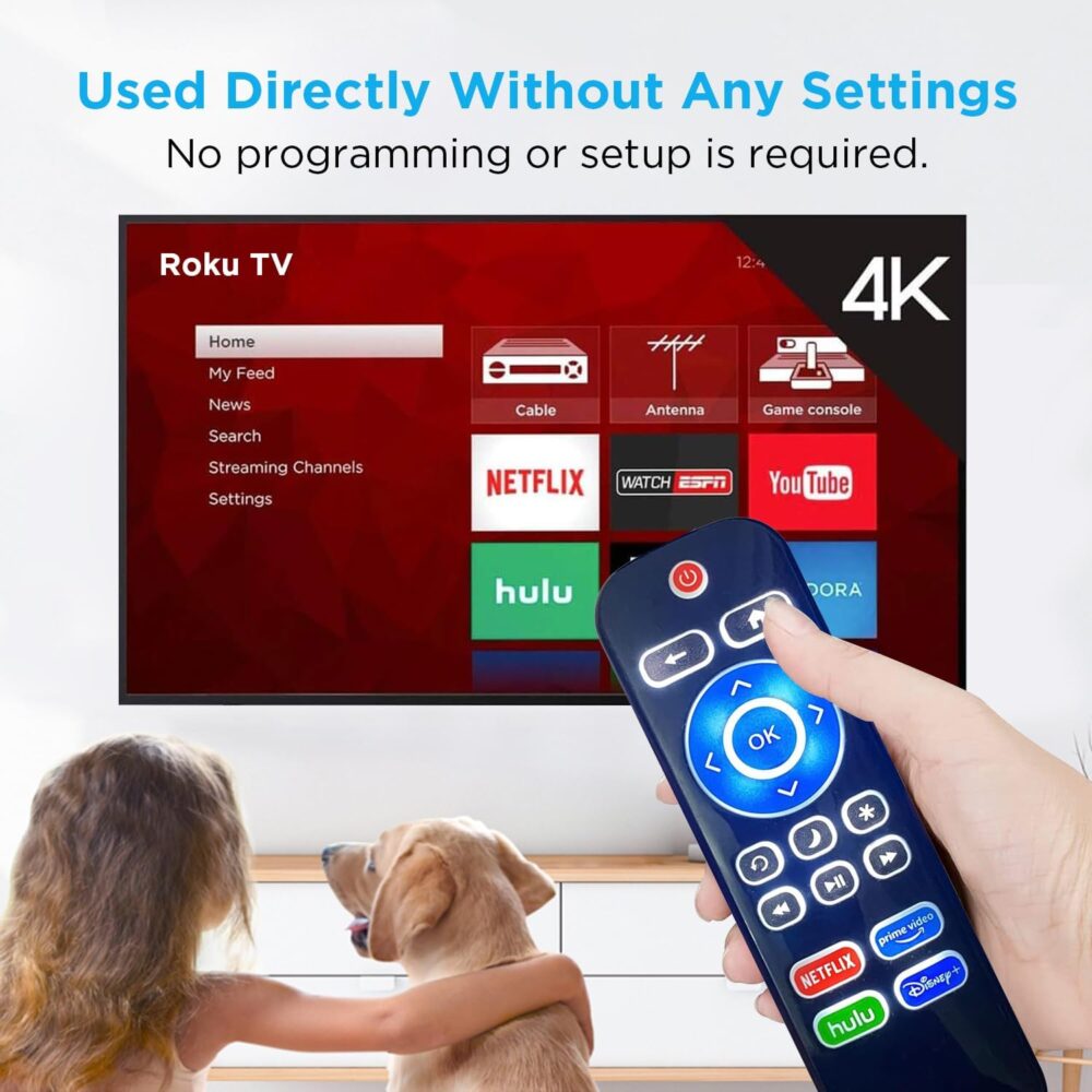 Replacement Backlit TV Remote Control for Roku TV, for TCL/Hisense/Sharp/Philips/Onn/Element/Insignia/Westinghouse Roku TV (NOT for Roku Stick or Box), Black - Image 6