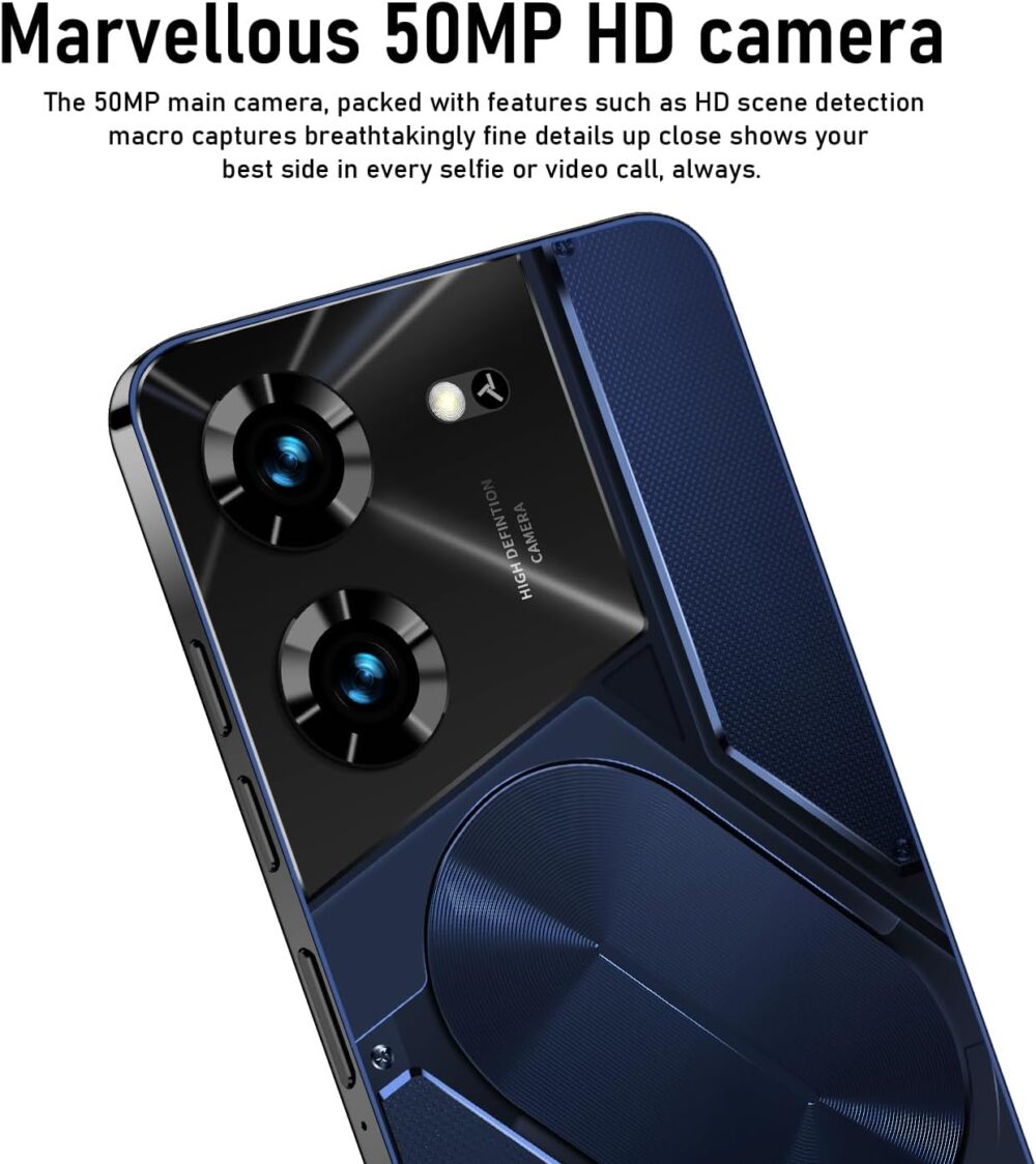 Pova5 pro Unlocked Android Phone Smartphone 8-core 6GB+256GB Cell Phone 24MP+50MP Camera Pixels 6800mAh Battery for Extended Standby 6.8-inch HD Screen Mobile Phone 5G Dual SIM Card (Blue) - Image 6