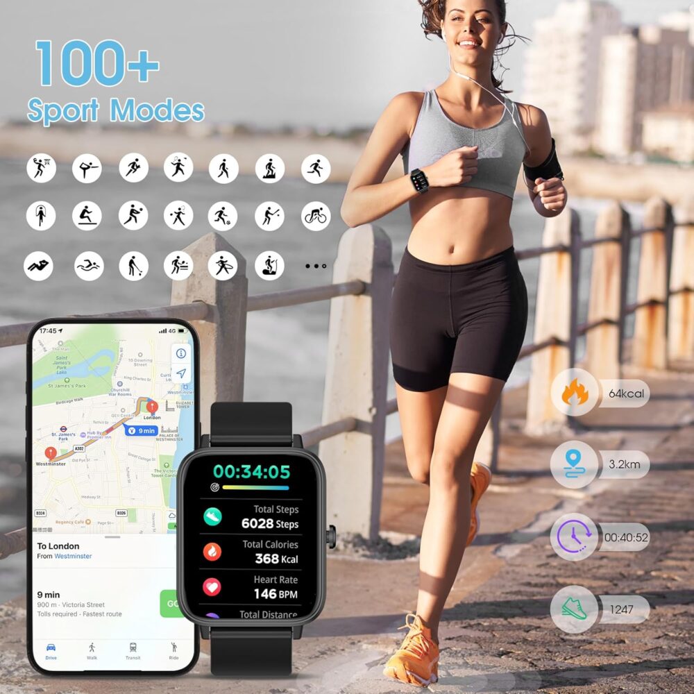 Smart Watch 1.89'' HD Smartwatches for Men Women(Make/Answer Calls), Fitness Tracker with Heart Rate/Sleep Monitor/Steps Monitor, Running Waterproof Digital Mens Watch Android iPhone Compatible - Image 4