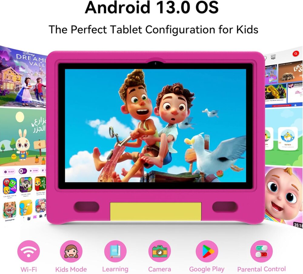 2025 Kids Tablet, 10.1" Children's Tablet with Case, Pre-Installed Educational Apps and Parental Control, 2+32GB Storage (512GB Expand), Quad-Core, 5G WiFi, for Ages 4-12, Eye Protection Mode - Image 4