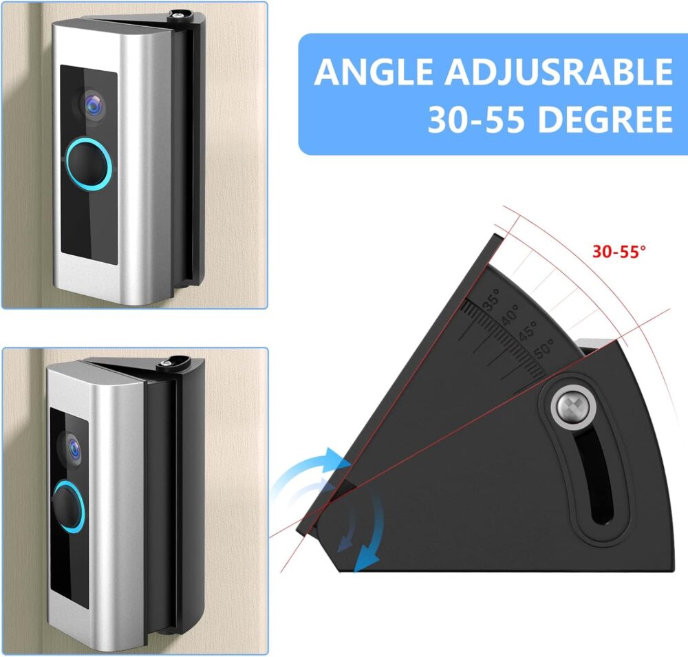 RIOVO Adjustable 30 to 55 Degree Doorbell Angle Mount Compatible with Video Doorbell Wired/Pro, Replacement Angle Adjustment Adapter Mounting Bracket Wedge Kit - Image 5