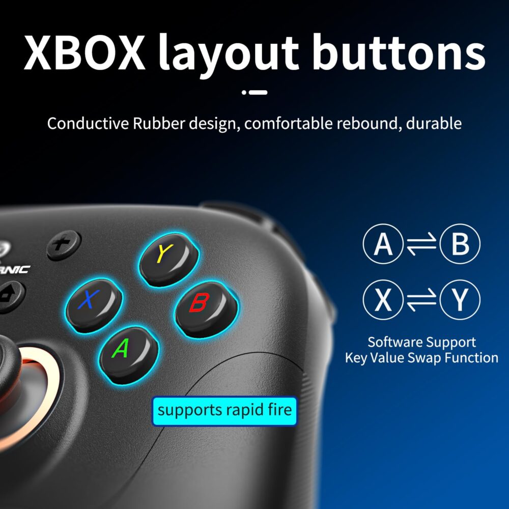 Doriteney RG P01 Wireless Gaming Controller Compatible with Switch Game Controllers RG P01 2.4G Controller Gamepad for Bluetooth/PC/Steam/iOS/Android/Switch Hall Effect RGB Lights - Image 6