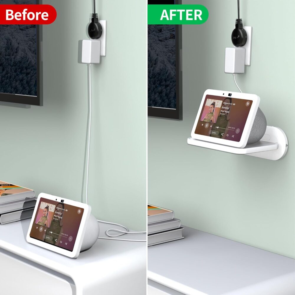 HomeMount Mount for Google Nest Hub Max - Wall Mount Holder Shelf Compaitble with NEST HUB MAX (White) - Image 4