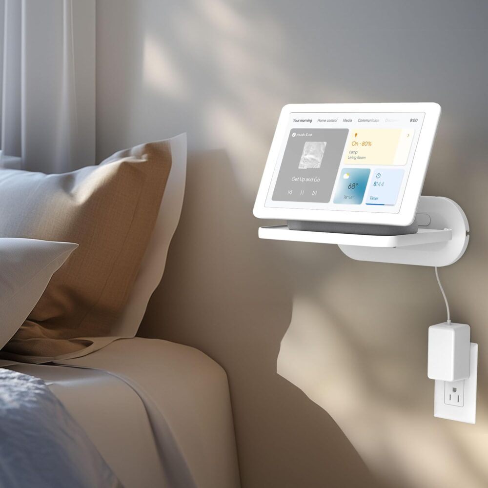HomeMount Mount for Google Nest Hub Max - Wall Mount Holder Shelf Compaitble with NEST HUB MAX (White) - Image 8