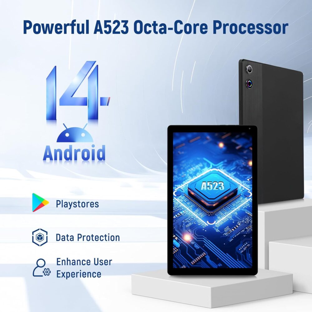 Tablet, 10.36'' Android 14 Tablet with 16GB RAM 128GB ROM 1TB TF Card Expandable Octa-Core, Widevine L1, 1280 * 800 HD Touchscreen, Face ID, Wi-Fi 6, Fast Charging - Image 4
