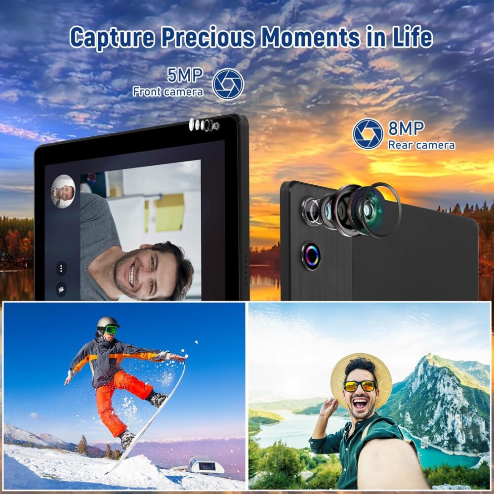 Tablet, 10.36'' Android 14 Tablet with 16GB RAM 128GB ROM 1TB TF Card Expandable Octa-Core, Widevine L1, 1280 * 800 HD Touchscreen, Face ID, Wi-Fi 6, Fast Charging - Image 6
