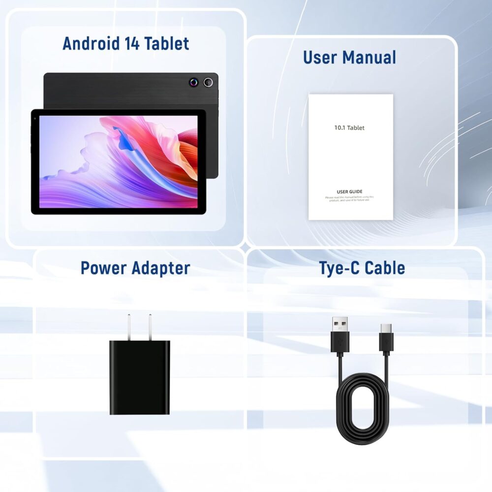 Tablet, 10.36'' Android 14 Tablet with 16GB RAM 128GB ROM 1TB TF Card Expandable Octa-Core, Widevine L1, 1280 * 800 HD Touchscreen, Face ID, Wi-Fi 6, Fast Charging - Image 10
