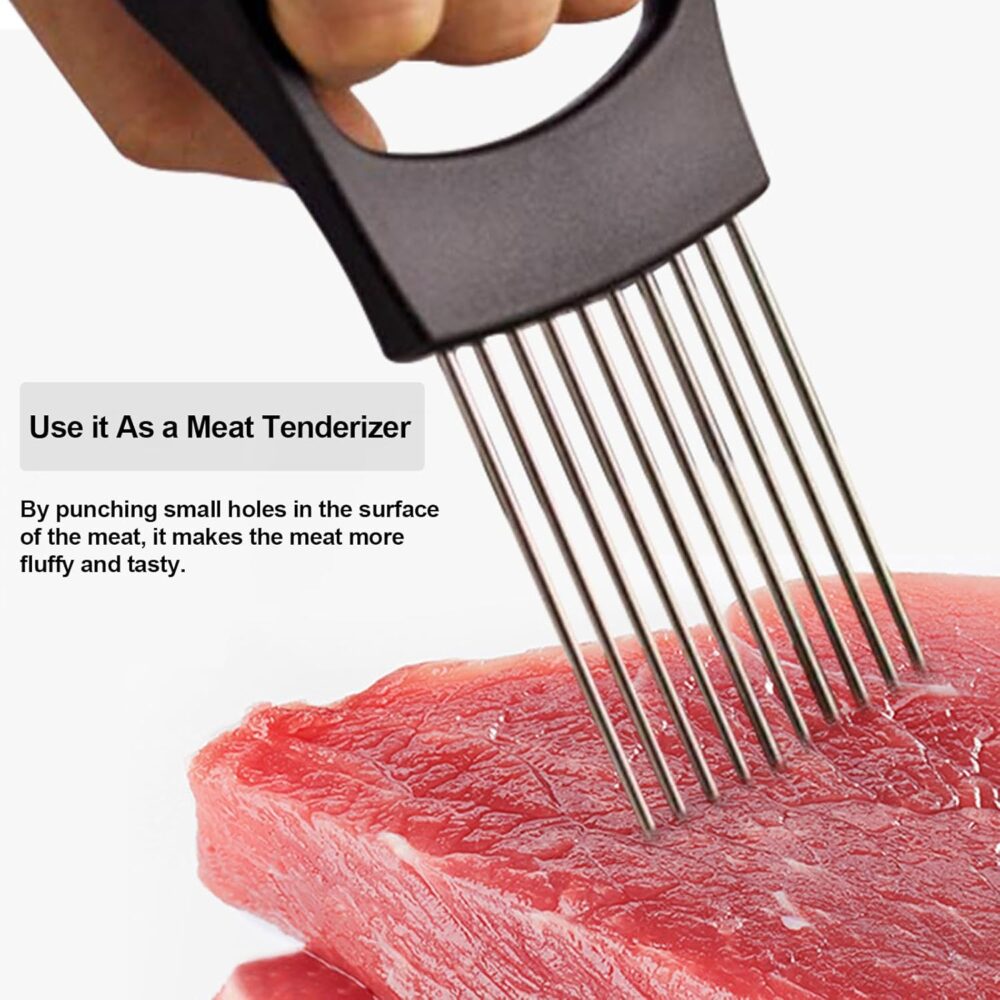 JAYVAR Onion Holder for Slicing, Vegetable Cutter for Potato, Tomato, Avocados, Eggs, Food Slicer Assistant Tool for Fruit, Lemon and Meat - Image 5