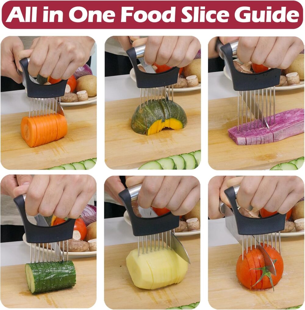 JAYVAR Onion Holder for Slicing, Vegetable Cutter for Potato, Tomato, Avocados, Eggs, Food Slicer Assistant Tool for Fruit, Lemon and Meat - Image 6