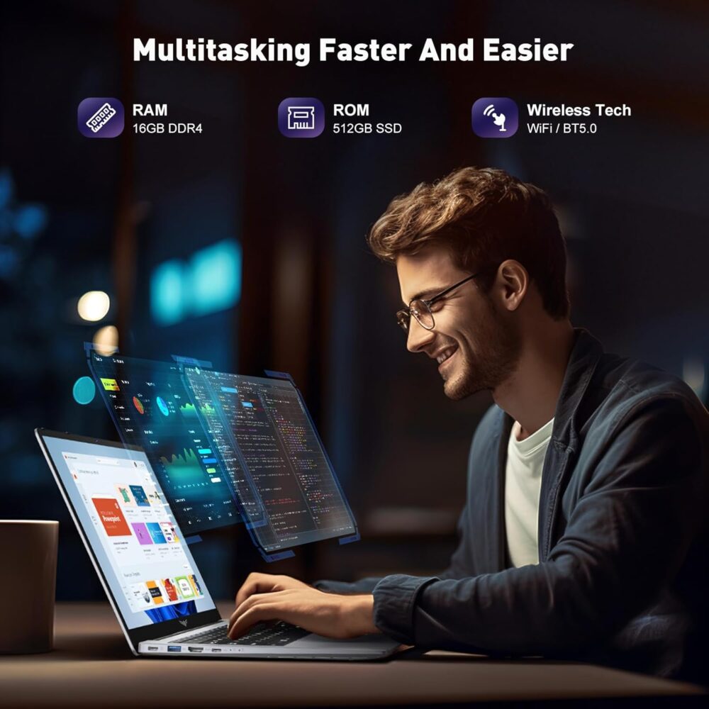 2025 Laptop, Laptop Computer with Intel Quad-Core Processor(Up to 3.6GHz), 16GB DDR4 512GB SSD Windows 11 Laptop, 15.6" IPS 1080P, USB3.2 - Image 5